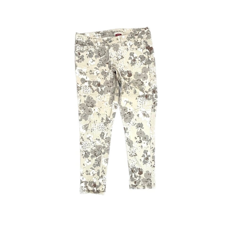 Merona Ankle Skinny Women's size 10 Beige Floral Denim jeans